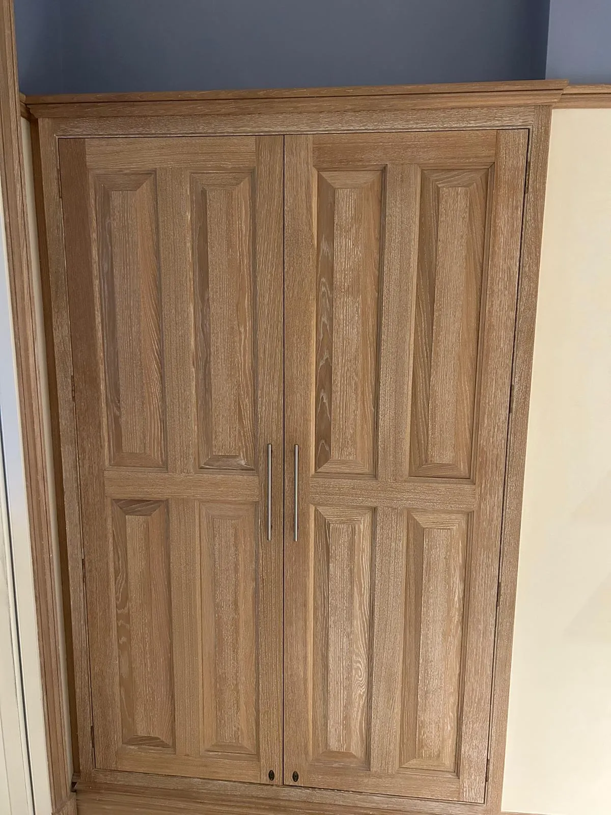 Limed-oak larder doors, closed